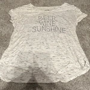 White and grey, flowy, stretchy, t-shirt